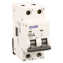 Disjoncteur 2P 16A courbe C connexion vis haut/bas  6kA (20125)