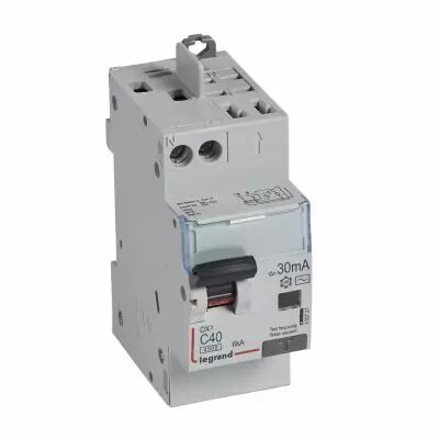 Disjoncteur diff DX� 4500 - vis/auto -U+N 230V~ 40A -typeAC - 30mA - 6kA -courbe C - 2M (410721)