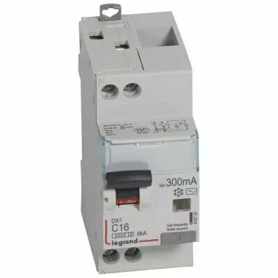 Disjoncteur diff DX� 4500 - vis/vis -U+N 230V~ 16A -typeAC - 300mA - 6kA -courbe C - 2M (410725)