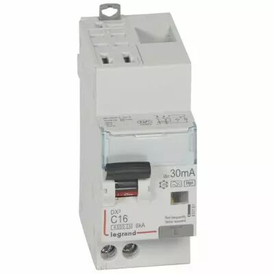 Disjoncteur diff DX� 4500 -auto/vis- U+N 230V~ 16A- typeHpi- 30mA- 6kA -courbe C - 2M (410761)