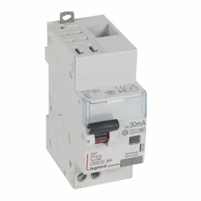 Disjoncteur diff DX� 4500 -auto/vis- U+N 230V~ 32A- typeHpi- 30mA- 6kA -courbe C - 2M (410764)