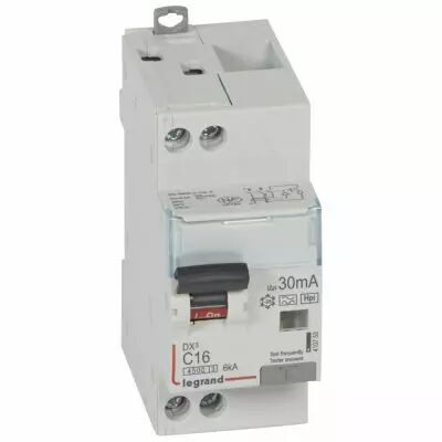 Disjoncteur diff DX� 4500 -vis/vis- U+N 230V~ 16A- typeHpi- 30mA- 6kA -courbe C - 2M (410753)