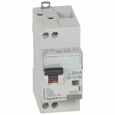 Disjoncteur diff DX� 4500 -vis/vis- U+N 230V~ 20A- typeHpi- 30mA- 6kA -courbe C - 2M (410754)