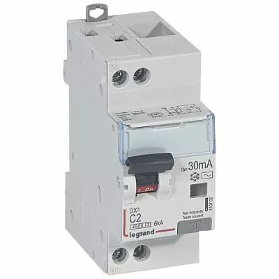 Disjoncteur diff DX� 4500 -vis/vis -U+N 230V~ 2A - typeAC - 30mA - 6kA -courbe C - 2M (410702)