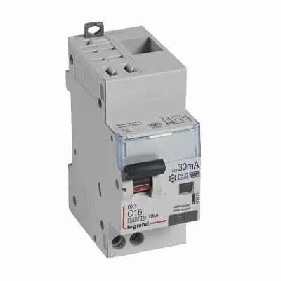 Disjoncteur diff DX� 6000 -auto/vis-U+N 230V~-16A -typeHpi- 30mA-10kA-courbe C - 2M (410871)