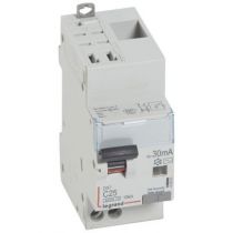 Disjoncteur diff DX³ 6000 -auto/vis-U+N 230V~-25A-typeAC-30mA-10kA-courbe C - 2 mod (410803)