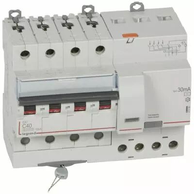 Disjoncteur diff DX� 6000 -vis- 4P- 400V~ -40A-typeAC-30mA-10kA-courbe C - 7M (411190)