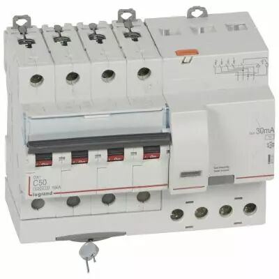 Disjoncteur diff DX� 6000 -vis- 4P- 400V~ -50A-typeAC-30mA-10kA-courbe C - 7M (411191)