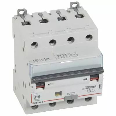 Disjoncteur diff DX� 6000 -vis- 4P 400V~ -16 A - type AC 300mA -10kA- courbe B - 4M (411359)