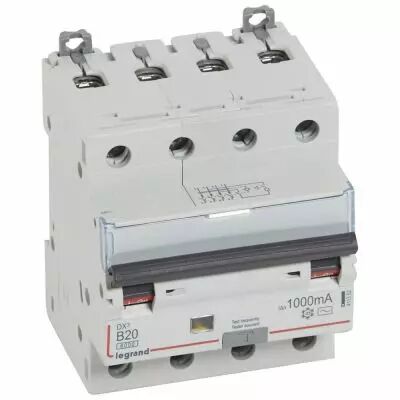 Disjoncteur diff DX� 6000 -vis- 4P 400V~ -20 A - type AC 1000mA -10kA- courbe B - 4M (411362)