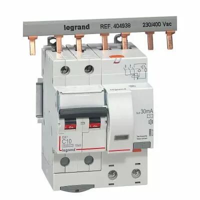Disjoncteur diff DX� 6000 -vis-2P-230/400V~-10A -typeAC -30mA-10kA- courbe C - 4 mod (411157)