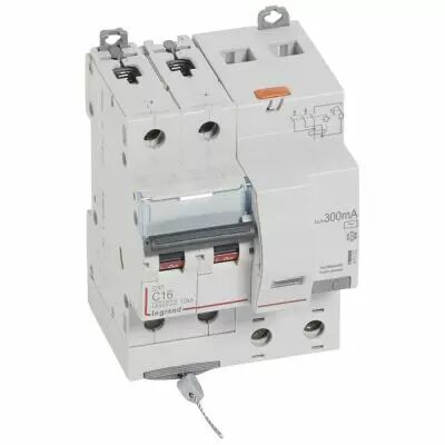 Disjoncteur diff DX� 6000 -vis-2P-230/400V~-16A -typeAC -300mA-10kA- courbe C - 4 mod (411172)