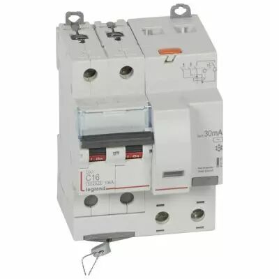 Disjoncteur diff DX� 6000 -vis-2P-230/400V~-16A -typeAC -30mA-10kA- courbe C - 4 mod (411158)