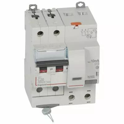 Disjoncteur diff DX� 6000 -vis-2P-230/400V~-20A -typeAC -10mA-10kA- courbe C - 4 mod (411151)