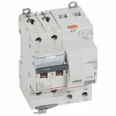 Disjoncteur diff DX� 6000 -vis-2P-230/400V~-20A -typeAC -300mA-10kA- courbe C - 4 mod (411173)