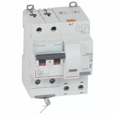 Disjoncteur diff DX� 6000 -vis-2P-230/400V~-20A -typeAC -30mA-10kA- courbe C - 4 mod (411159)