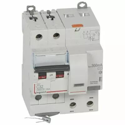 Disjoncteur diff DX� 6000 -vis-2P-230/400V~-32A -typeAC -300mA-10kA- courbe C - 4 mod (411175)
