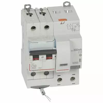 Disjoncteur diff DX� 6000 -vis-2P-230/400V~-50A -typeAC -300mA-10kA- courbe C - 4 mod (411177)