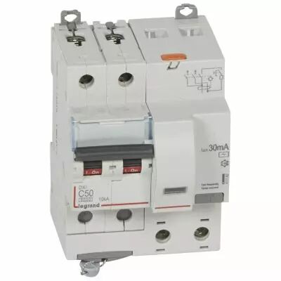 Disjoncteur diff DX� 6000 -vis-2P-230/400V~-50A -typeAC -30mA-10kA- courbe C - 4 mod (411163)