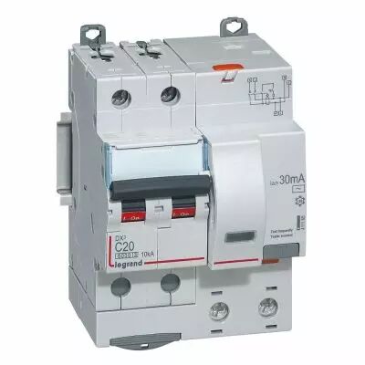 Disjoncteur diff DX� 6000 -vis/auto-2P 230/400V~-20A-typeAC-30mA-10kA-courbe C - 4M (411165)