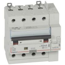 Disjoncteur diff DX³ 6000 -vis/auto-4P-400V~-20A-typeAC-300mA-10kA-courbe C - 5M (411217)