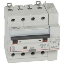 Disjoncteur diff DX³ 6000 -vis/auto-4P-400V~-25A-typeAC-300mA-10kA-courbe C - 5M (411218)