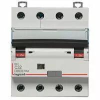 Disjoncteur diff DX� 6000 -vis/auto-4P-400V~-32A-typeAC-300mA-10kA-courbe C - 5M (411219)