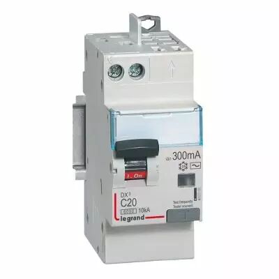 Disjoncteur diff DX� 6000 -vis/auto-U+N 230V~-20A-typeAC-300mA-10kA courbe C - 2M (410834)