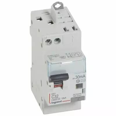 Disjoncteur diff DX� 6000 -vis/auto-U+N 230V~-32A-typeAC-30mA-10kA-courbe C - 2 mod (410808)