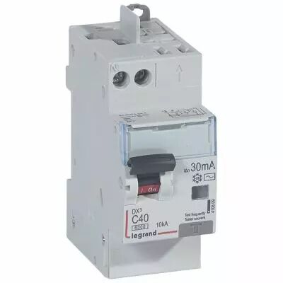 Disjoncteur diff DX� 6000 -vis/auto-U+N 230V~-40A-typeAC-30mA-10kA-courbe C - 2 mod (410809)