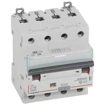 Disjoncteur diff DX� 6000 -vis/vis- 4P 400V~ -16A - type A 300mA-10 kA- courbe C - 4M (411239)