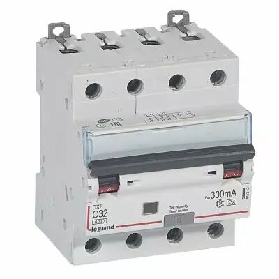 Disjoncteur diff DX� 6000 -vis/vis- 4P 400V~ -32A - type A 300mA-10 kA- courbe C - 4M (411242)