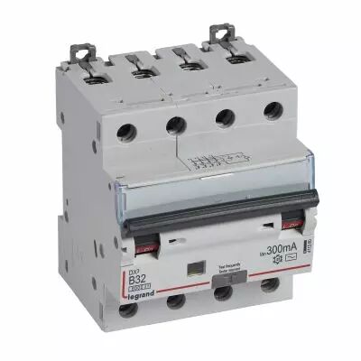 Disjoncteur diff DX� 6000 -vis/vis- 4P 400V~32A - type AC - 300mA -10kA- courbe B - 4 M (411380)