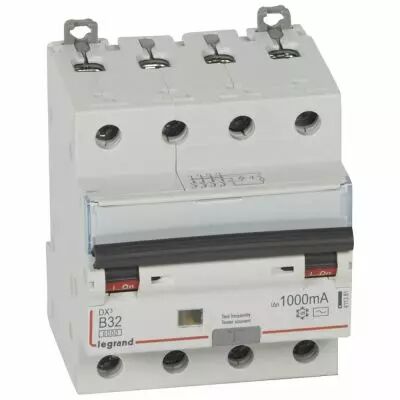 Disjoncteur diff DX� 6000 -vis/vis- 4P 400V~32A - typeAC - 1000mA -10kA- courbe B - 4 M (411381)