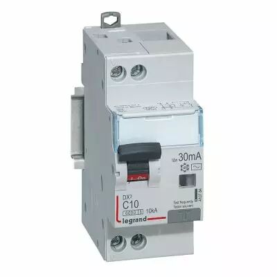 Disjoncteur diff DX� 6000 -vis/vis-U+N 230V~- 10 A - type AC 30 mA-10 kA courbe C - 2M (410784)
