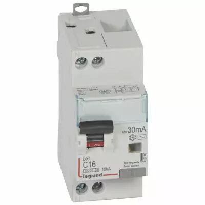 Disjoncteur diff DX� 6000 -vis/vis-U+N 230V~- 16 A - type AC 30 mA-10 kA courbe C - 2M (410785)