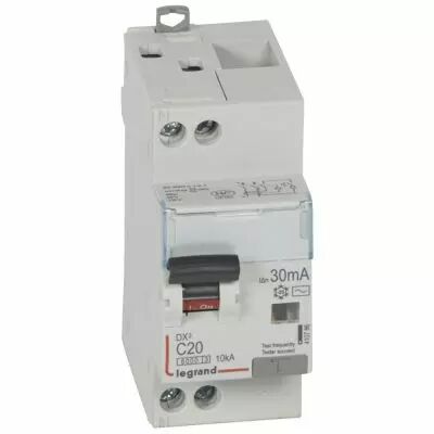 Disjoncteur diff DX� 6000 -vis/vis-U+N 230V~- 20 A - type AC 30 mA-10 kA courbe C - 2M (410786)