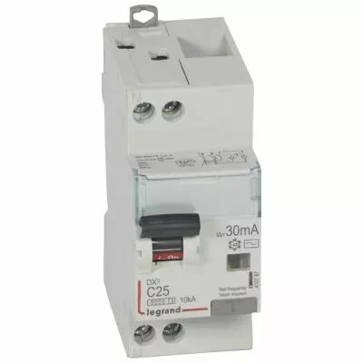 Disjoncteur diff DX� 6000 -vis/vis-U+N 230V~- 25 A - type AC 30 mA-10 kA courbe C - 2M (410787)