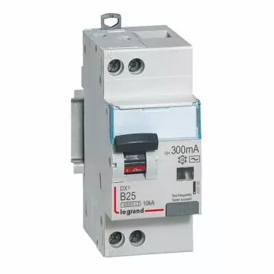 Disjoncteur diff DX� 6000 10 kA - U+N 230V~- type AC 300mA - 25 A courbe B - 2 modules (410901)
