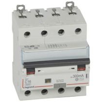 Disjoncteur diff DX³ 6000-vis/vis - 4P 400V~ -16A -type AC 300mA -10 kA courbe C - 4M (411205)
