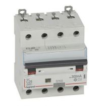 Disjoncteur diff DX³ 6000-vis/vis - 4P 400V~ -25A -type AC 300mA -10 kA courbe C - 4M (411207)