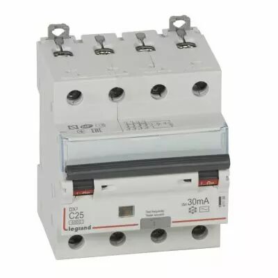 Disjoncteur diff DX� 6000-vis/vis - 4P 400V~ -25A -type AC 30mA - 10 kA courbe C -4 mod (411188)