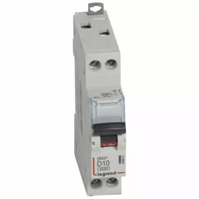 Disjoncteur DNX� 4500 - vis/vis - U+N 230V~ 10A - 4,5kA - courbe D - 1 mod (406801)
