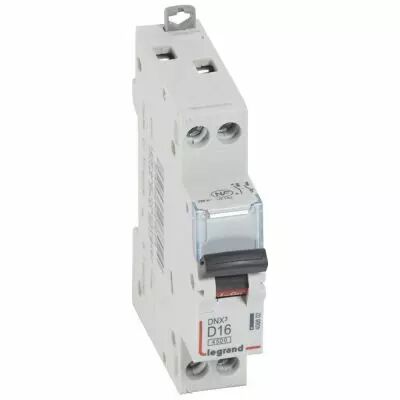 Disjoncteur DNX� 4500 - vis/vis - U+N 230V~ 16A - 4,5kA - courbe D - 1 mod (406802)
