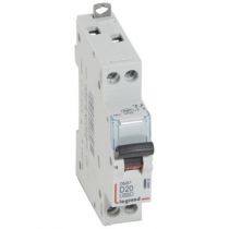 Disjoncteur DNX³ 4500 - vis/vis - U+N 230V~ 20A - 4,5kA - courbe D - 1 mod (406803)