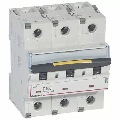 Disjoncteur DX� 10000-vis/vis-3P-400V~-100A-16kA-courbe D - 4,5M (409507)