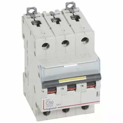 Disjoncteur DX� 10000-vis/vis-3P-400V~-50A-16kA-courbe C - 3M (409278)