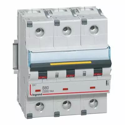 Disjoncteur DX� 10000-vis/vis-3P-400V~-80A-16kA-courbe B - 4,5M (409015)