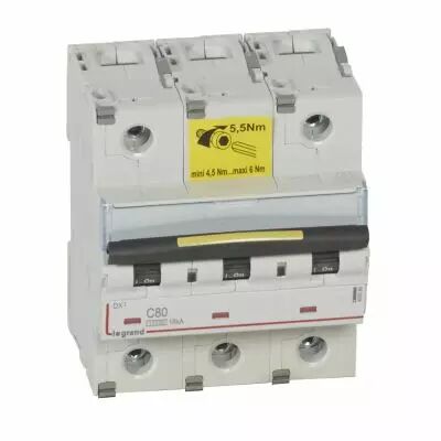 Disjoncteur DX� 10000-vis/vis-3P-400V~-80A-16kA-courbe C - 4,5M (409280)