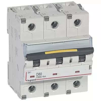 Disjoncteur DX� 10000-vis/vis-3P-400V~-80A-16kA-courbe D - 4,5M (409506)